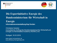 Die Exportinitiative Energie des Bundesministerium für Wirtschaft in Energie - Christiane Vaneker 