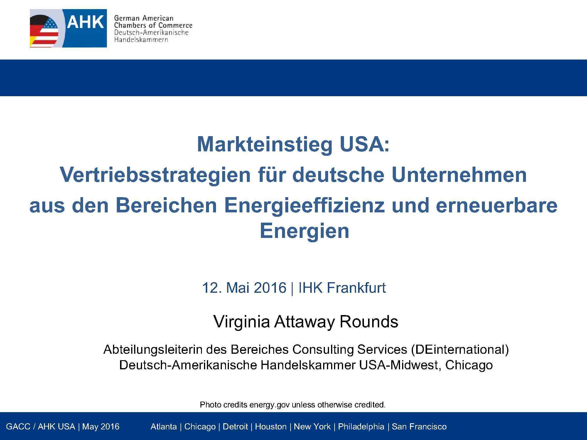 Markteinstieg USA - Vertriebsstrategien für deutsche Unternehmen aus den Bereichen Energieeffizienz und erneuerbare Energien