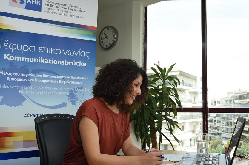Zoi Baltzi, AHK Griechenland, steht den deutschen Unternehmen bei den B2B-Gesprächen virtuell zur Seite