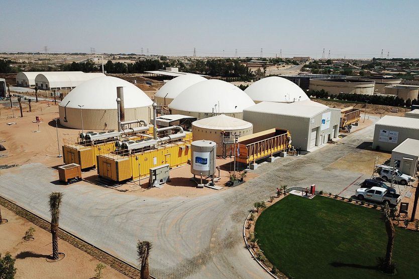 Die Biogasanlage auf dem Produktions- und Farmgelände der Al Rawabi Dairy Company in der Nähe von Dubai