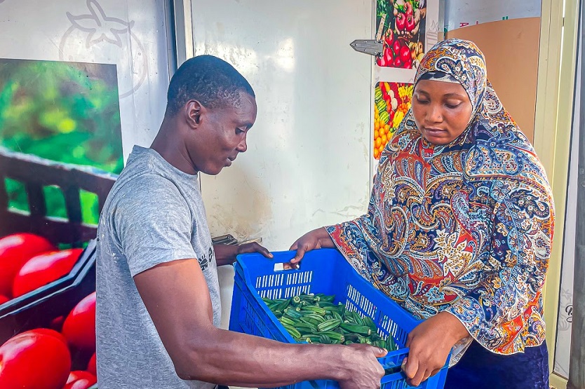 Lagerung von Gemüse im SelfChill Kühlraum am Mile 12 International Market in Lagos