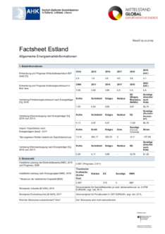 Factsheet Estland: Allgemeine Energiemarktinformationen