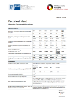 Factsheet Irland: Allgemeine Energiemarktinformationen