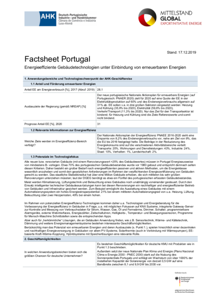 Technologie-Factsheet Portugal