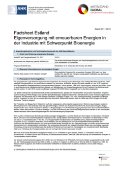 Factsheet Estland: Eigenversorgung mit erneuerbaren Energien in der Industrie mit Schwerpunkt Bioenergie
