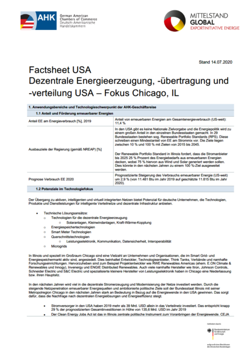 Factsheet USA, Fokus Chicago