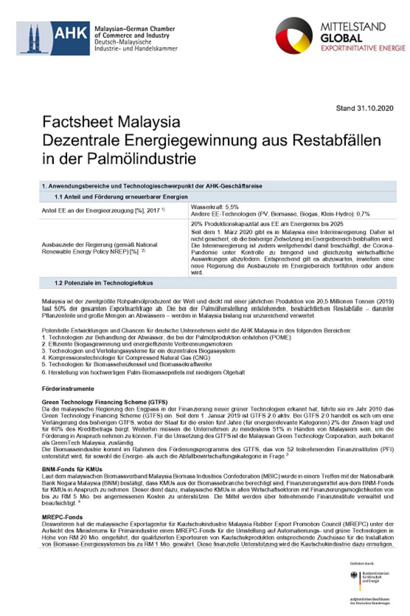Technologie-Factsheet Malaysia