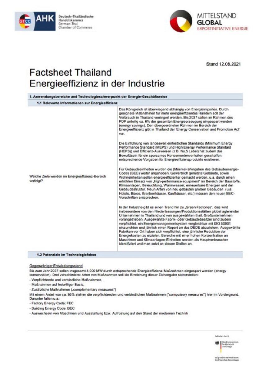 Technologie-Factsheet Thailand