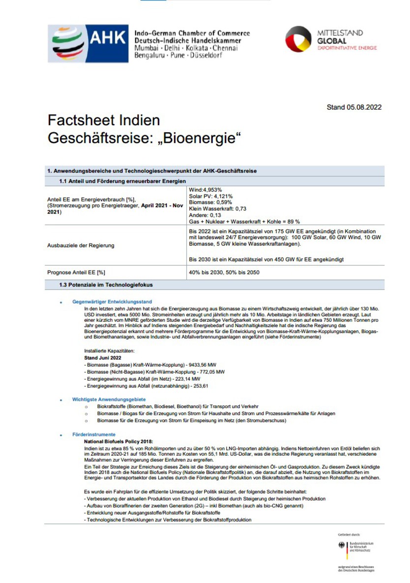 Cover des Technologie-Factsheet Indien