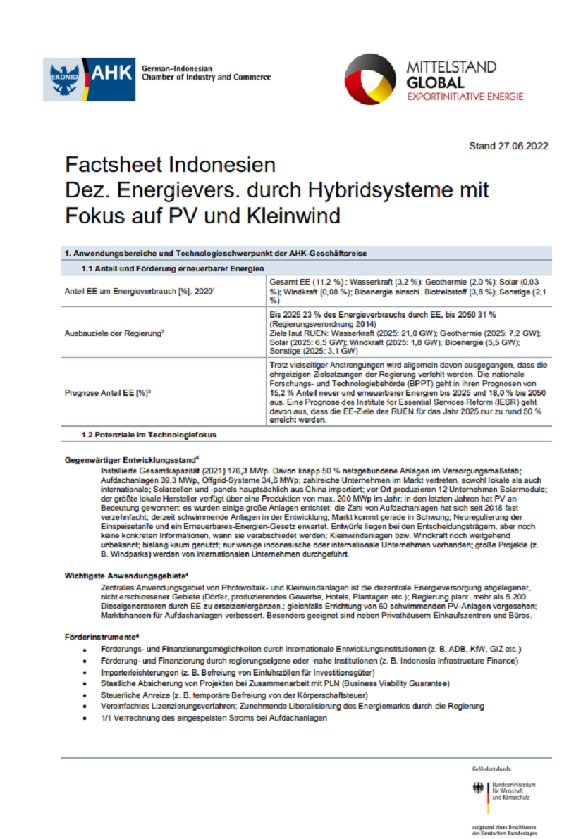 Cover des Technologie-Factsheet Indonesien