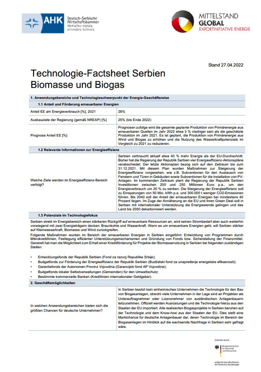 Technologie-Factsheet Serbien