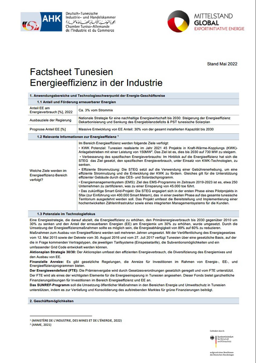 Technologie-Factsheet Tunesien
