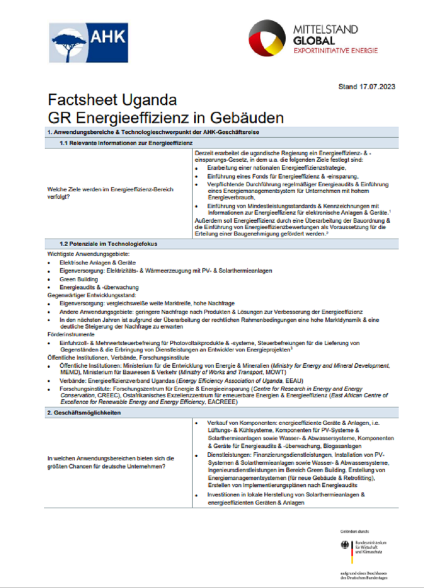 Factsheet Uganda Energieeffizienz in Gebäuden