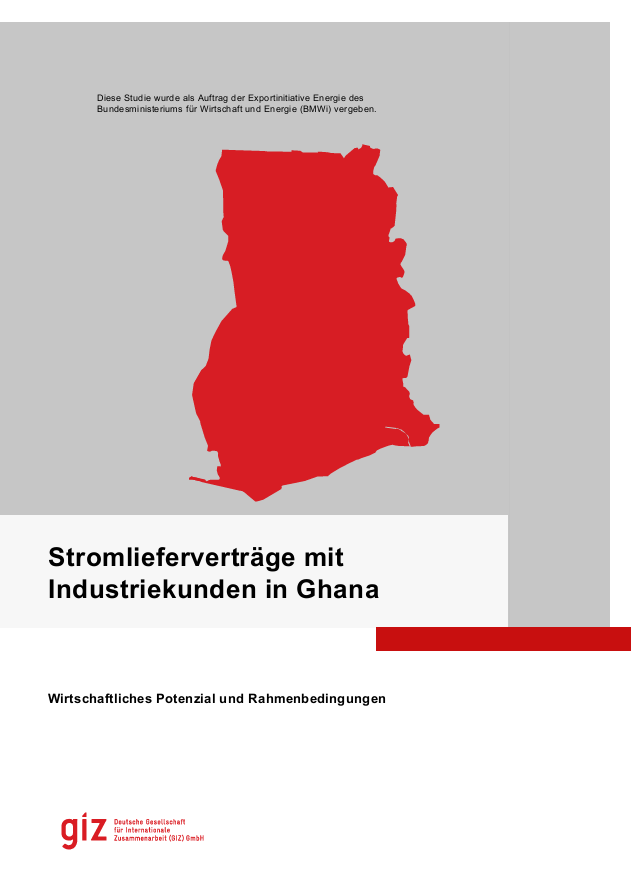 Deckblatt der Studie "Stromlieferverträge mit Industriekunden in Ghana"