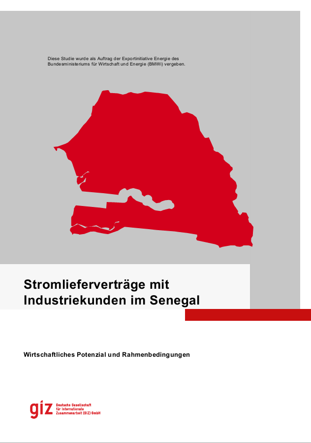 Deckblatt der Studie "Stromlieferverträge mit Industriekunden im Senegal"