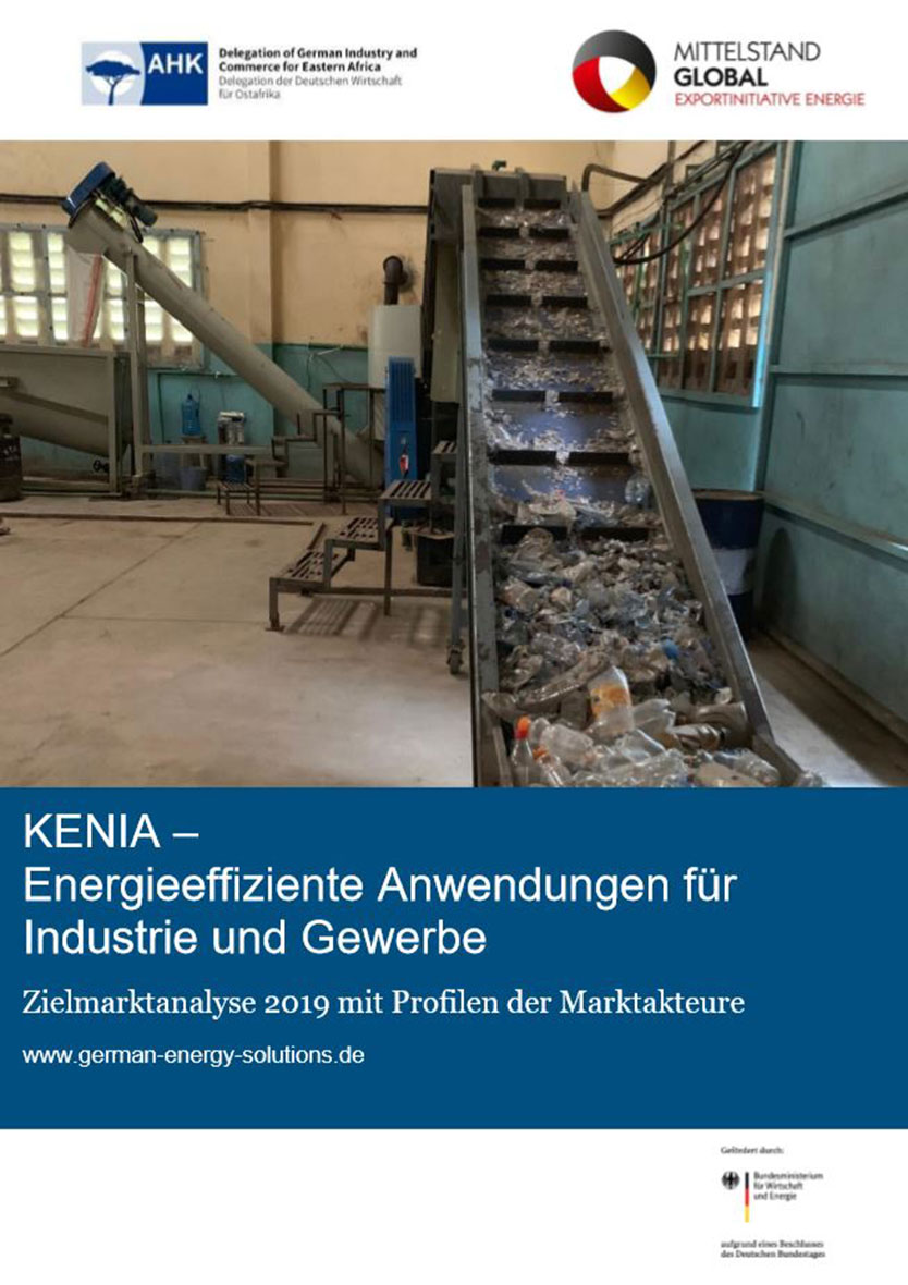 Cover der Publikation "Energieeffiziente Anwendungen für Industrie und Gewerbe in Kenia"