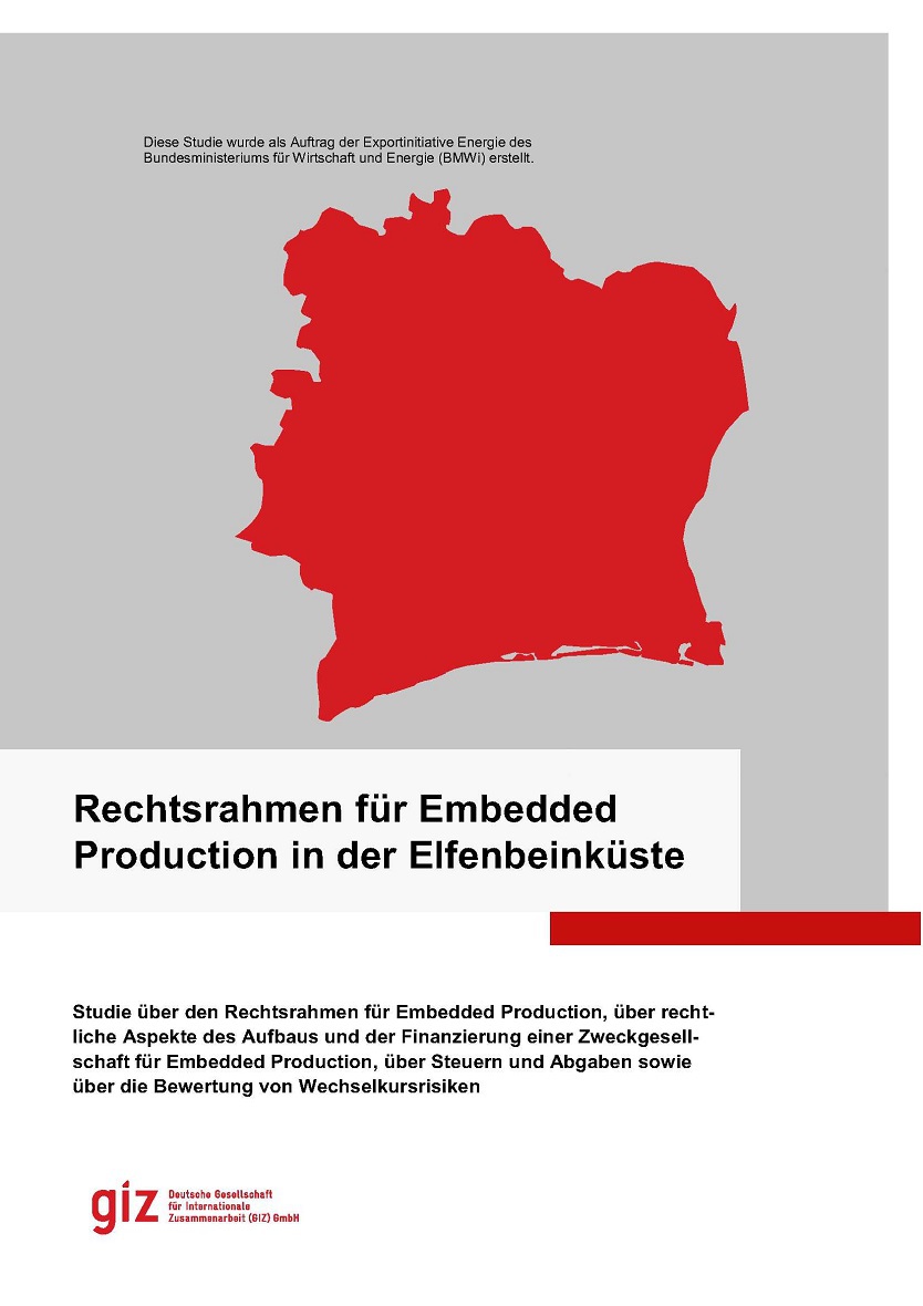 Deckblatt der Studie "Rechtsrahmen für Embedded Production in der Elfenbeinküste"