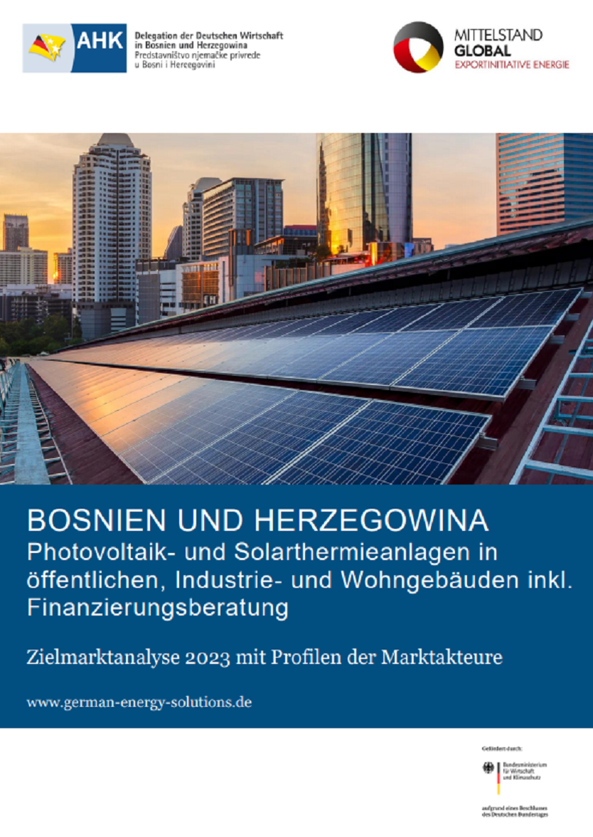 Photovoltaik- und Solarthermieanlagen in öffentlichen, Industrie- und Wohngebäuden in Bosnien