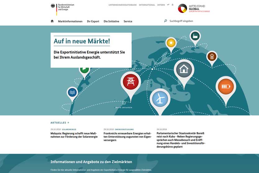 Screenshot der Webseite www.german-energy-solutions.de