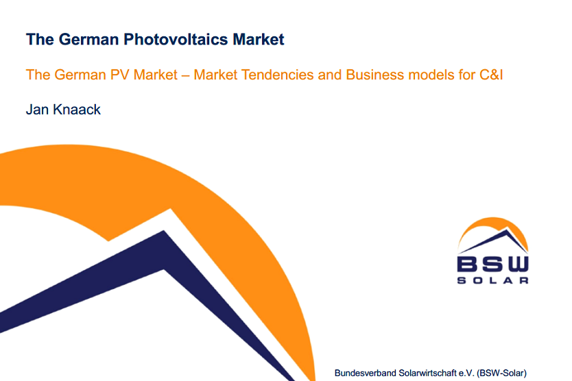 The German PV Market - Market Tendencies and Business models for C&I (Jan Knaack, BSW) 