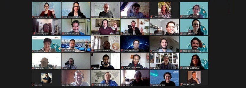 Screenshot from the online Event: Hosts and Speakers